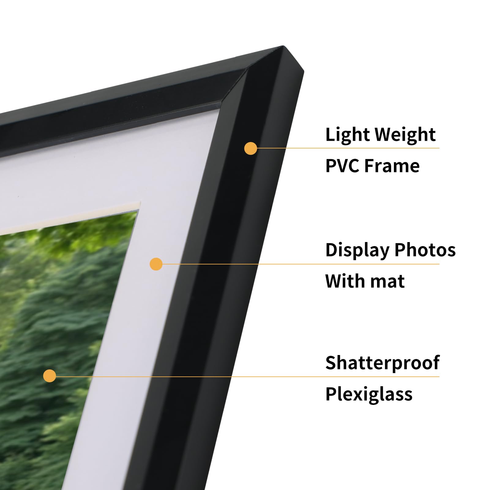 Edenseelake 8x10 Picture Frame Set of 6, Display 5x7 Picture with Mat or 8x10 Without Mat, Black Photo Frame for Wall Hanging or